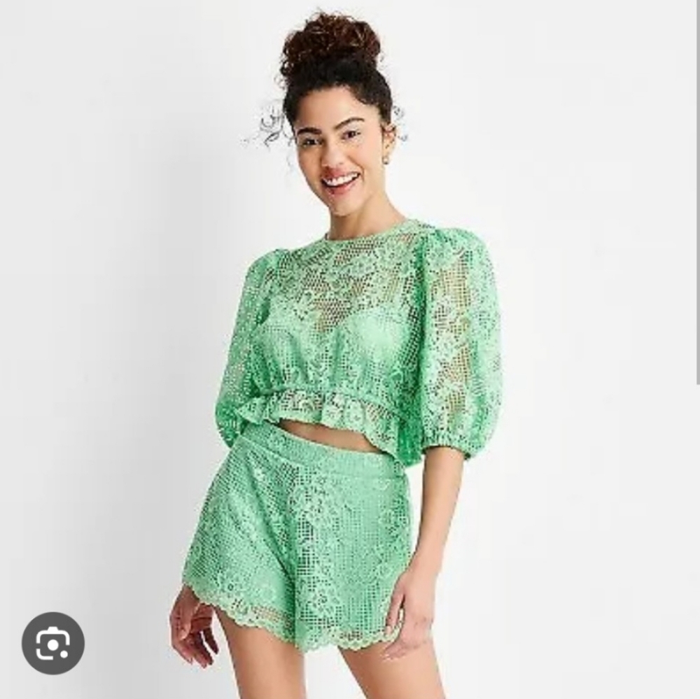 Target Green Lace Crop Top